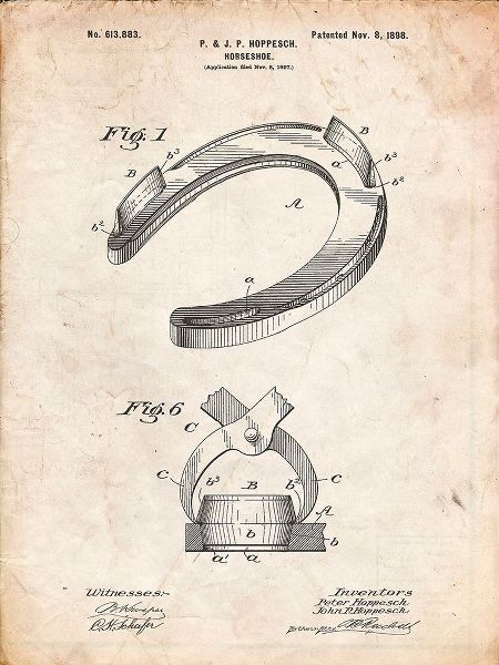 Borders, Cole 아티스트의 PP523-Vintage Parchment Horseshoe Patent Poster작품입니다.