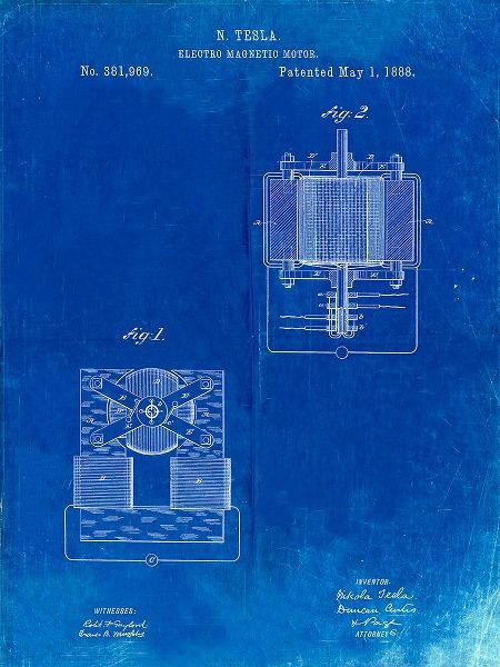 Borders, Cole 아티스트의 PP532-Faded Blueprint Tesla Electro Magnetic Motor Poster작품입니다.