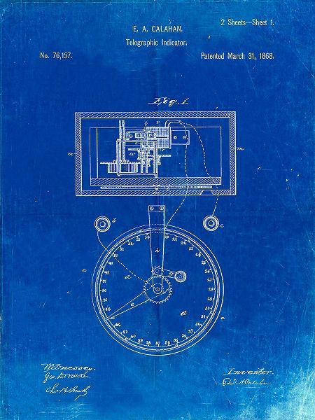Borders, Cole 아티스트의 PP546-Faded Blueprint Stock Telegraphic Ticker 1868 Patent Poster작품입니다.