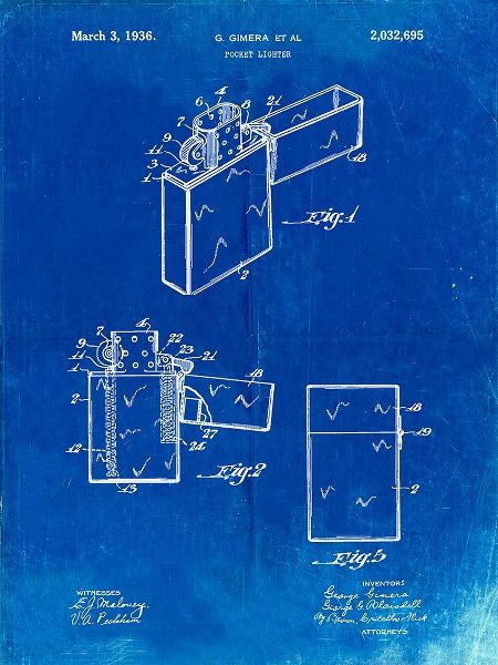 Borders, Cole 아티스트의 PP553-Faded Blueprint Zippo Lighter Patent Poster작품입니다.