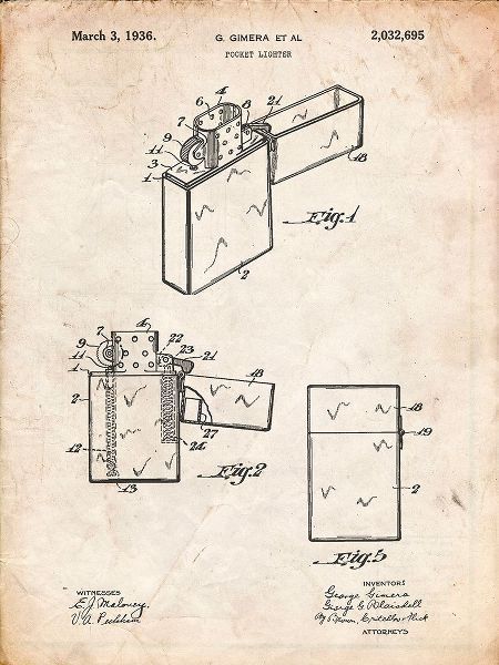 Borders, Cole 아티스트의 PP553-Vintage Parchment Zippo Lighter Patent Poster작품입니다.