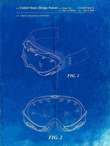 Borders, Cole 아티스트의 PP554-Faded Blueprint Ski Goggles Patent Poster작품입니다.