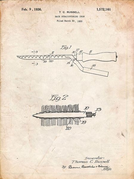 Borders, Cole 아티스트의 PP595-Vintage Parchment Curling Iron 1925 Patent Poster작품입니다.