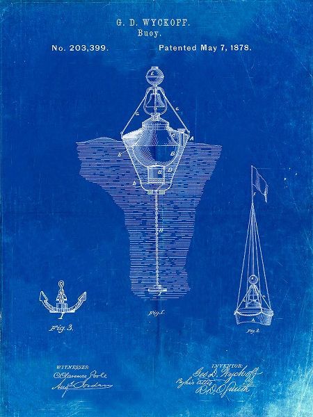 Borders, Cole 아티스트의 PP599-Faded Blueprint Water Buoy Patent Poster작품입니다.