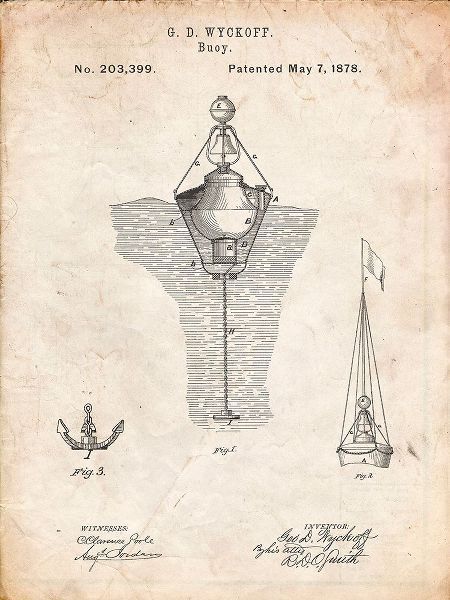 Borders, Cole 아티스트의 PP599-Vintage Parchment Water Buoy Patent Poster작품입니다.