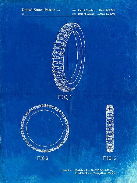 Borders, Cole 아티스트의 PP600-Faded Blueprint Mountain Bike Tire Patent Poster작품입니다.