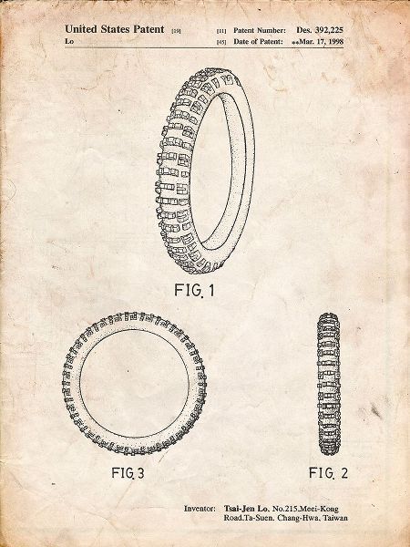 Borders, Cole 아티스트의 PP600-Vintage Parchment Mountain Bike Tire Patent Poster작품입니다.