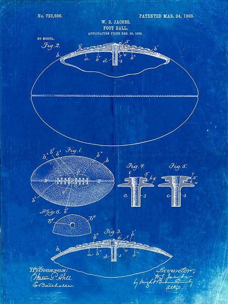 Borders, Cole 아티스트의 PP601-Faded Blueprint Football Game Ball 1902 Patent Poster작품입니다.