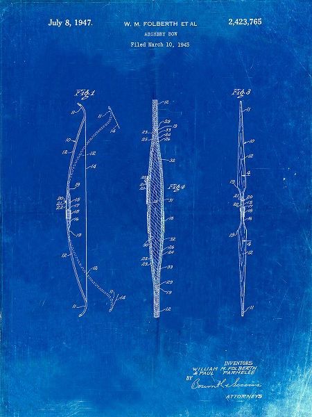Borders, Cole 아티스트의 PP603-Faded Blueprint Bill Folberth Archery Bow Patent Poster작품입니다.