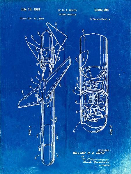 Borders, Cole 아티스트의 PP624-Faded Blueprint Cold War Era Guided Missile Patent Poster작품입니다.