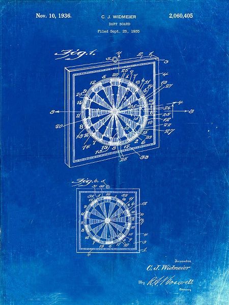 Borders, Cole 아티스트의 PP625-Faded Blueprint Dart Board 1936 Patent Poster작품입니다.
