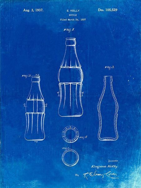 Borders, Cole 아티스트의 PP626-Faded Blueprint D-Patent Coke Bottle Patent Poster작품입니다.
