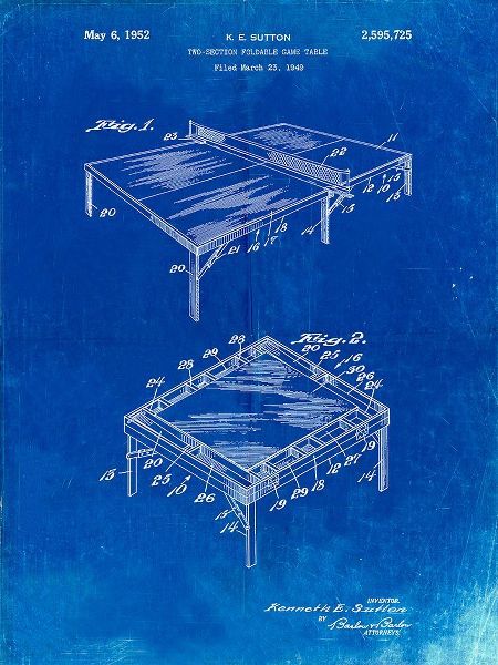Borders, Cole 아티스트의 PP629-Faded Blueprint Ping Pong Table Patent Poster작품입니다.