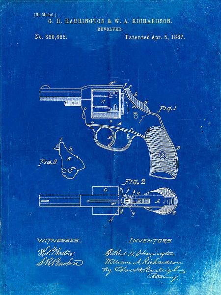 Borders, Cole 아티스트의 PP633-Faded Blueprint H And R Revolver Pistol Patent Poster작품입니다.