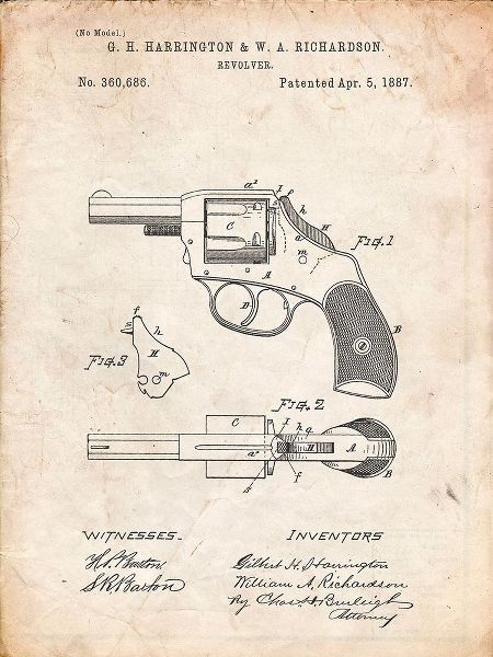 Borders, Cole 아티스트의 PP633-Vintage Parchment H And R Revolver Pistol Patent Poster작품입니다.