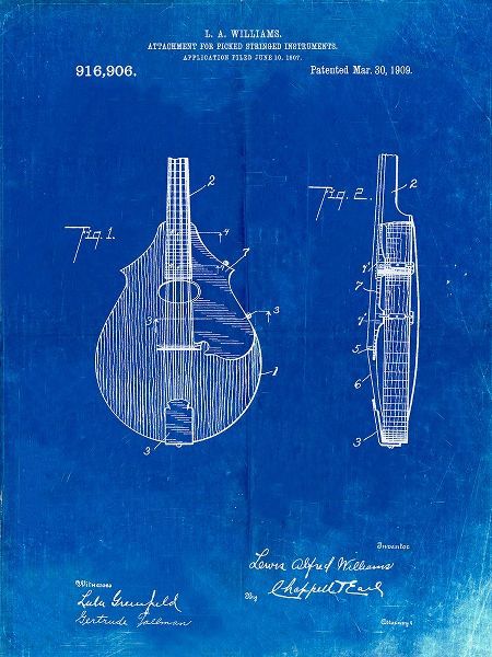 Borders, Cole 아티스트의 PP638-Faded Blueprint Mandolin Pick Guard Patent Poster작품입니다.