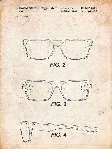 Borders, Cole 아티스트의 PP640-Vintage Parchment Two Face Prizm Oakley Sunglasses Patent Poster작품입니다.