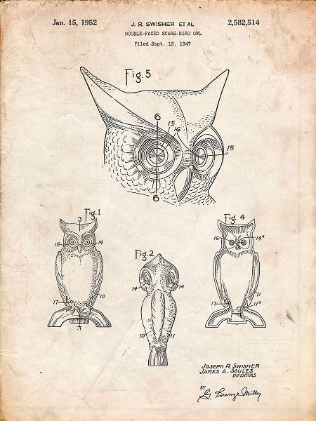 Borders, Cole 아티스트의 PP647-Vintage Parchment Owl Bird of Prey Patent Poster작품입니다.
