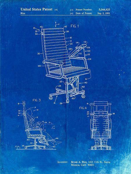 Borders, Cole 아티스트의 PP648-Faded Blueprint Exercising Office Chair Patent Poster작품입니다.