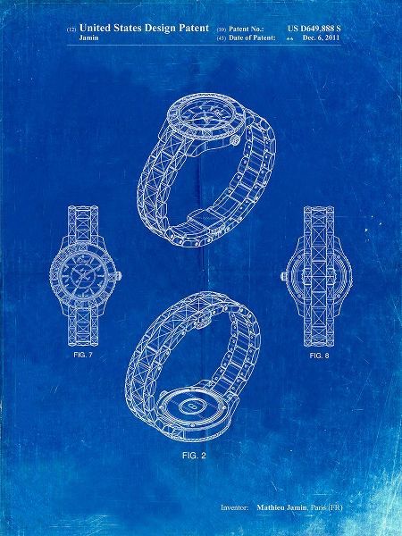 Borders, Cole 아티스트의 PP651-Faded Blueprint Luxury Watch Patent Poster작품입니다.