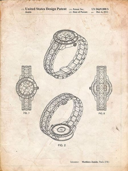 Borders, Cole 아티스트의 PP651-Vintage Parchment Luxury Watch Patent Poster작품입니다.