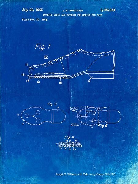 Borders, Cole 아티스트의 PP655-Faded Blueprint Vintage Bowling Shoes Patent Poster작품입니다.