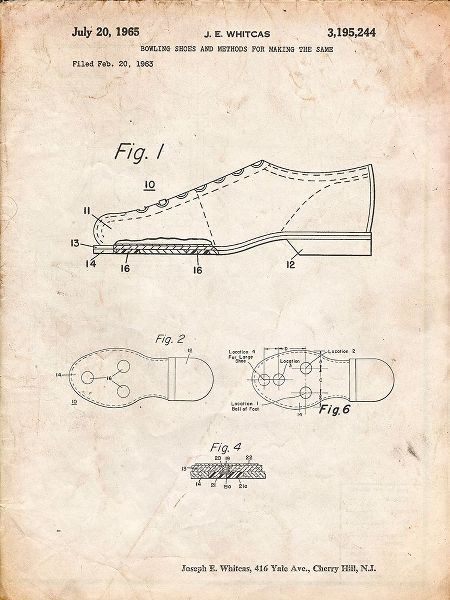Borders, Cole 아티스트의 PP655-Vintage Parchment Vintage Bowling Shoes Patent Poster작품입니다.