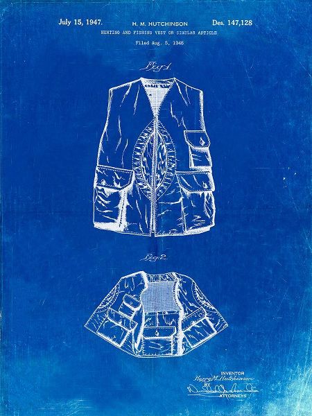 Borders, Cole 아티스트의 PP661-Faded Blueprint Hunting and Fishing Vest Patent Poster작품입니다.