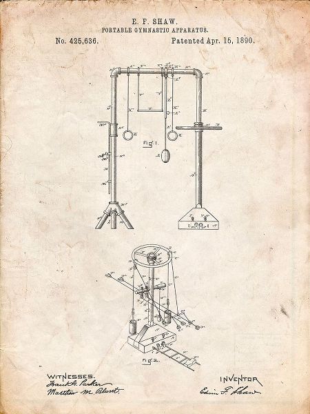 Borders, Cole 아티스트의 PP664-Vintage Parchment Portable Gymnastic Bars 1890 Patent Poster작품입니다.