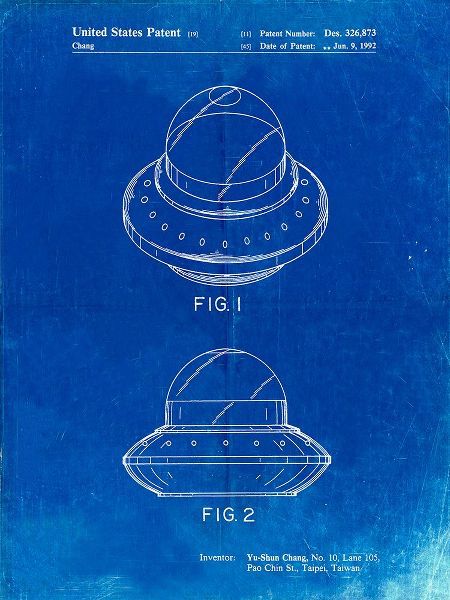 Borders, Cole 아티스트의 PP667-Faded Blueprint Flying Saucer Poster작품입니다.