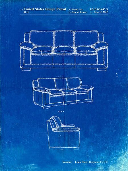 Borders, Cole 아티스트의 PP671-Faded Blueprint Couch Patent Poster작품입니다.