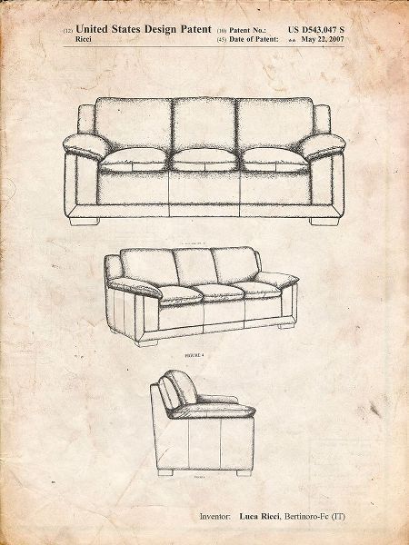 Borders, Cole 아티스트의 PP671-Vintage Parchment Couch Patent Poster작품입니다.