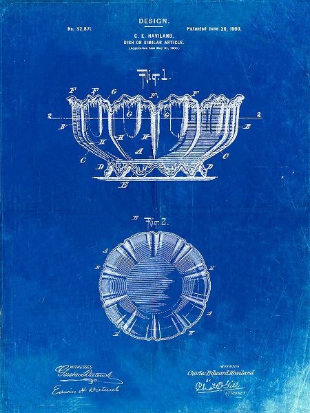 Borders, Cole 아티스트의 PP680-Faded Blueprint Haviland Decorative Bowl Patent Poster작품입니다.
