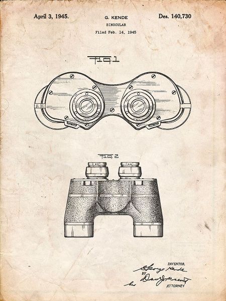 Borders, Cole 아티스트의 PP684-Vintage Parchment Binoculars Patent Poster작품입니다.