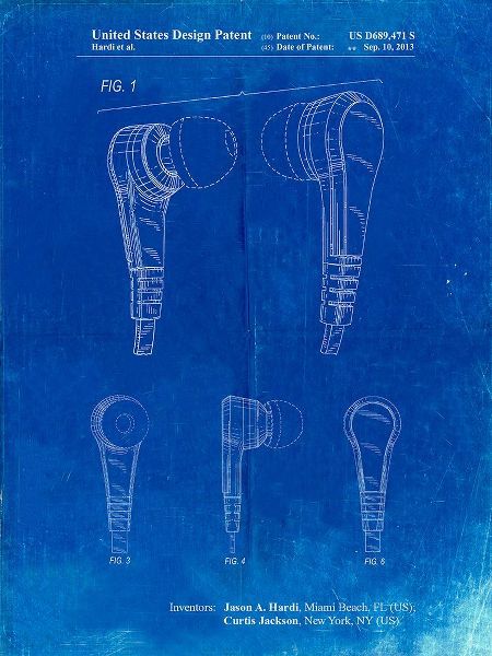 Borders, Cole 아티스트의 PP686-Faded Blueprint Ear Buds Patent Poster작품입니다.