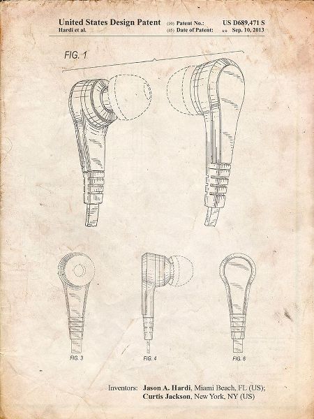 Borders, Cole 아티스트의 PP686-Vintage Parchment Ear Buds Patent Poster작품입니다.