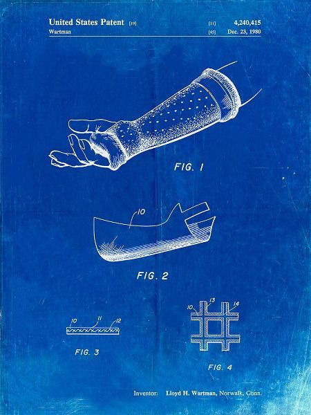 Borders, Cole 아티스트의 PP687-Faded Blueprint Orthopedic Hard Cast Patent Poster작품입니다.