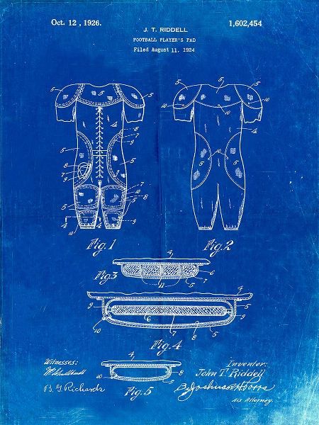 Borders, Cole 아티스트의 PP690-Faded Blueprint Ridell Football Pads 1926 Patent Poster작품입니다.