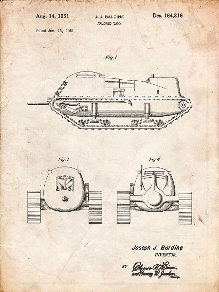 Borders, Cole 아티스트의 PP705-Vintage Parchment Armored Tank Patent Poster작품입니다.