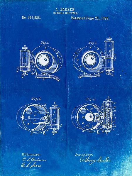 Borders, Cole 아티스트의 PP707-Faded Blueprint Asbury Frictionless Camera Shutter Patent Poster작품입니다.