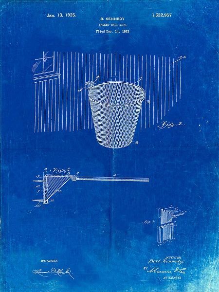 Borders, Cole 아티스트의 PP717-Faded Blueprint Basketball Goal Patent Poster작품입니다.