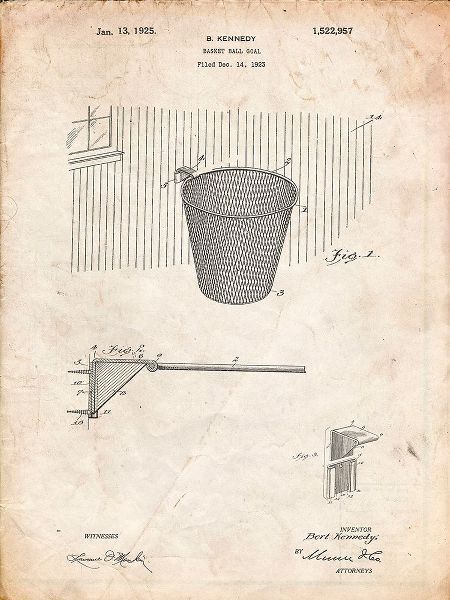 Borders, Cole 아티스트의 PP717-Vintage Parchment Basketball Goal Patent Poster작품입니다.