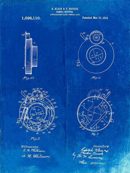 Borders, Cole 아티스트의 PP720-Faded Blueprint Bausch and Lomb Camera Shutter Patent Poster작품입니다.