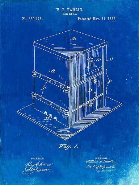 Borders, Cole 아티스트의 PP724-Faded Blueprint Bee Hive Exterior Patent Poster작품입니다.