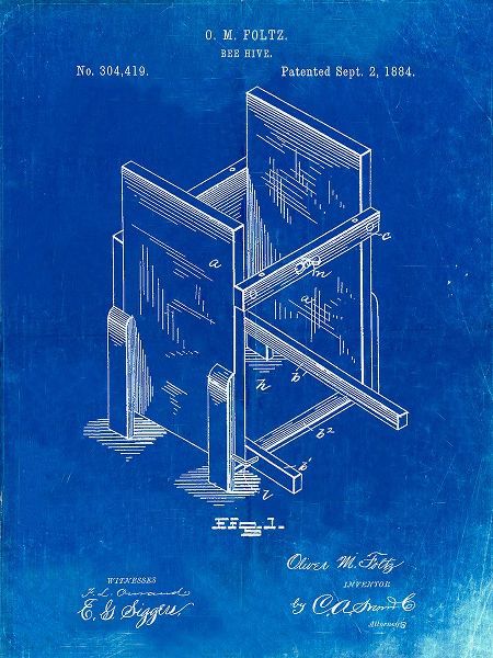Borders, Cole 아티스트의 PP725-Faded Blueprint Bee Hive Frames Patent Poster작품입니다.