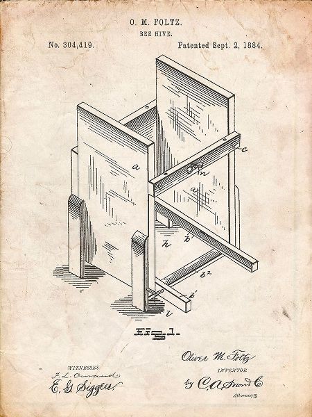 Borders, Cole 아티스트의 PP725-Vintage Parchment Bee Hive Frames Patent Poster작품입니다.