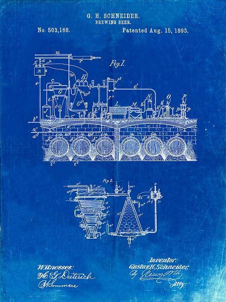 Borders, Cole 아티스트의 PP728-Faded Blueprint Beer Brewing Science 1893 Patent Poster작품입니다.