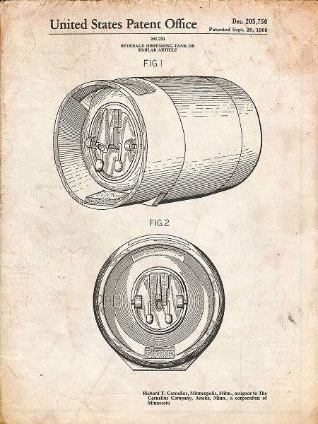Borders, Cole 아티스트의 PP730-Vintage Parchment Beer Keg Patent Poster작품입니다.
