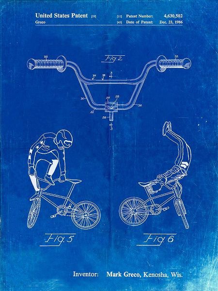 Borders, Cole 아티스트의 PP734-Faded Blueprint Bicycle Handlebar Art작품입니다.