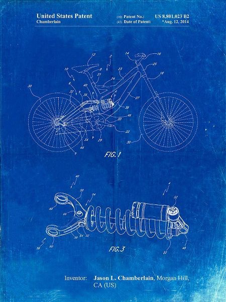 Borders, Cole 아티스트의 PP735-Faded Blueprint Bicycle Shock Art작품입니다.